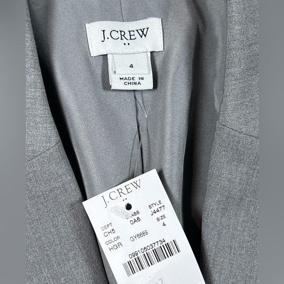 NWT J. Crew Blazer Size 4 Gray 2 Button Single Vent Classic Chic Business Coat - Picture 3 of 15